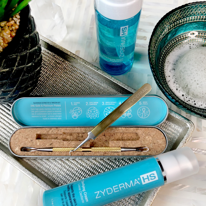 Zyderma Gold & Platinum Blackhead Extractor & Tweezers Set
