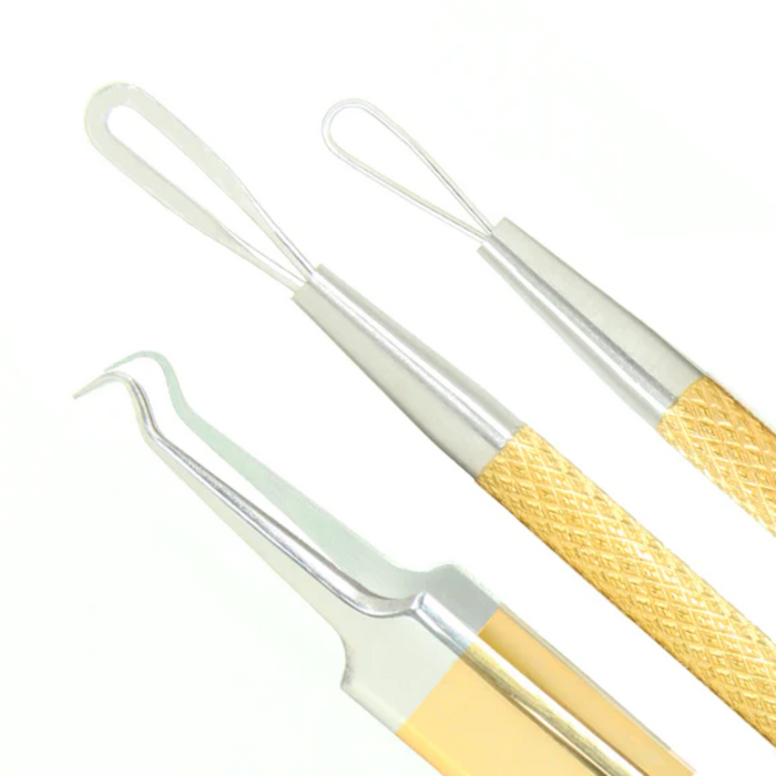 Zyderma Gold & Platinum Blackhead Extractor & Tweezers Set
