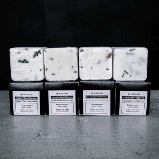 Northlore Botanical Bodycare - Effervescent Bath Cubes - Wild Rose Grapefruit Cardamom all natural, plant based cruelty free bath bomb